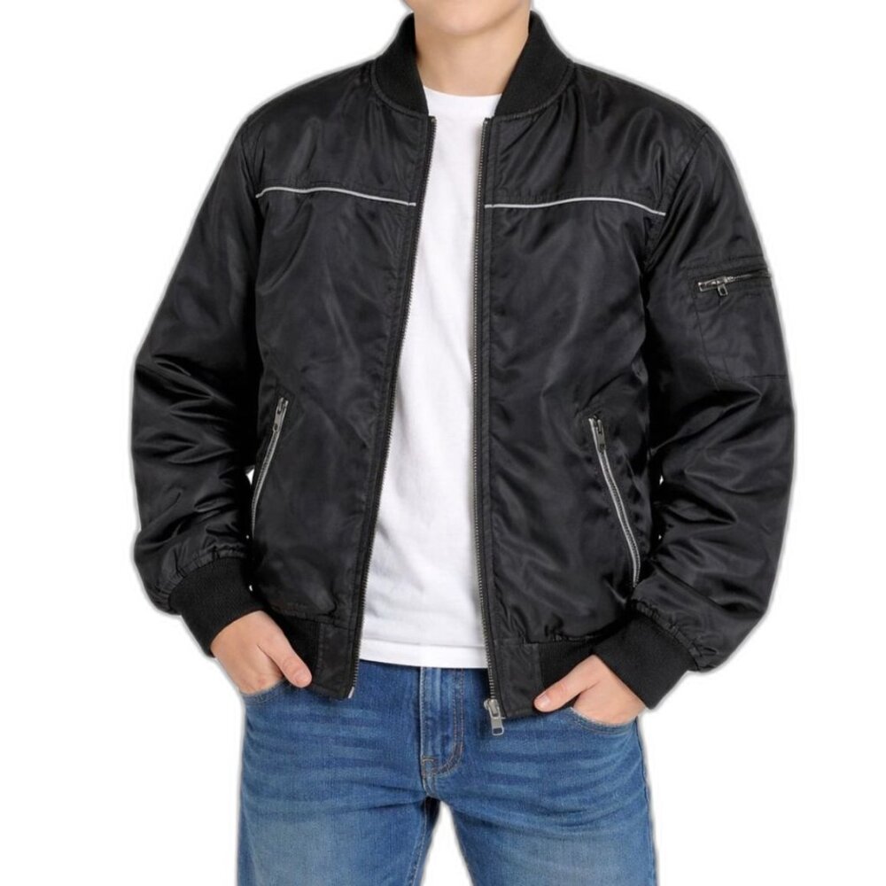 Fried Denim Boys’ Black Bomber Jacket | Size XL (Youth)